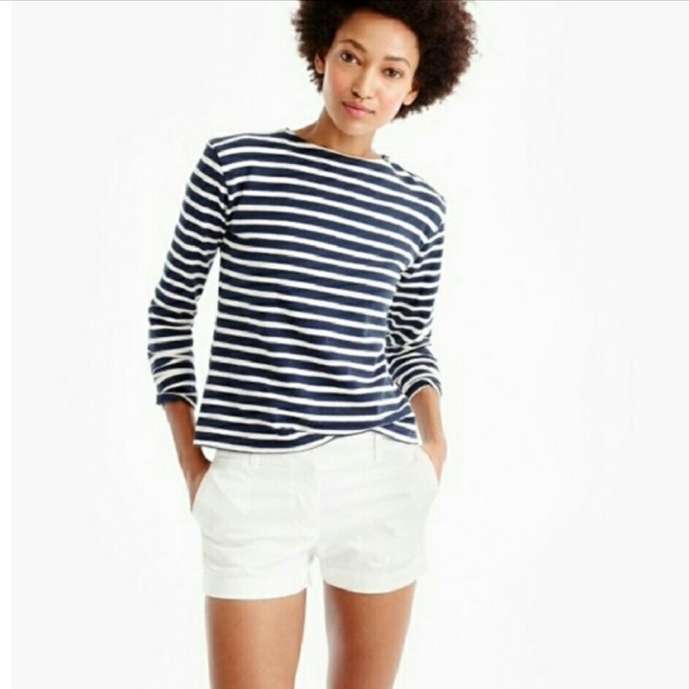 J. Crew High Rise Chino Shorts White Cream Size 0 Preppy Classic Summer